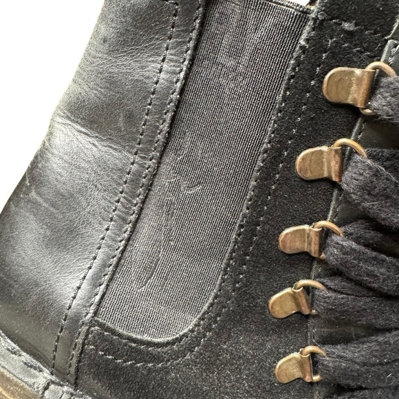 FLY LONDON SUZU BLACK OIL SUEDE SLIP ON WEDGE BOOTS EUR 37 USA 6 - Picture 4 of 11